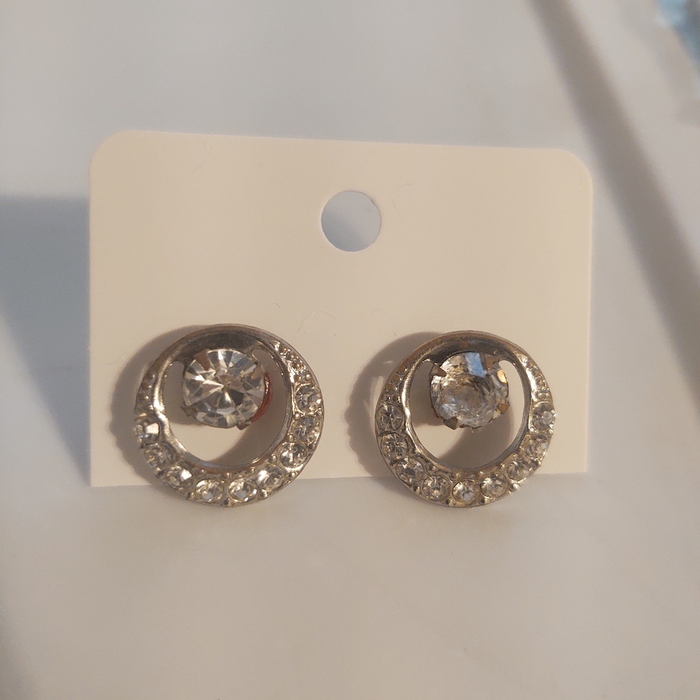 Silver diamond earrings